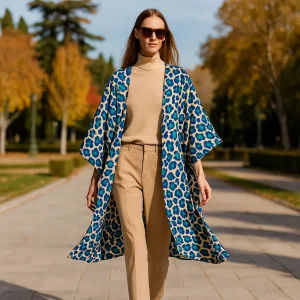Kimono Animal print leopardo azul y verde
