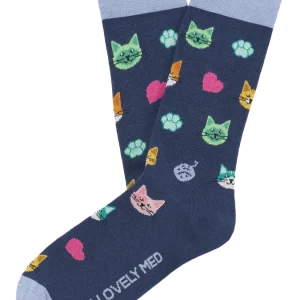 Calcetín estampado happy cats navy LM400