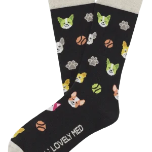 Calcetín estampado happy dog black LM400