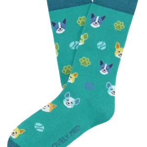Calcetín estampado happy dog teal blue LM400