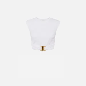 Elisabetta Franchi camiseta de punto de agodon con logotipo joya