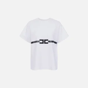 Elisabetta Franchi camiseta de punto de algodon grueso con logotipo