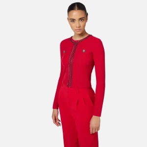 Elisabetta Franchi cardigan de mezcla de viscosa con punto espiga