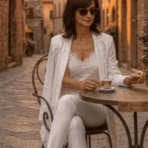 Chaqueta de lentejuelas blanca