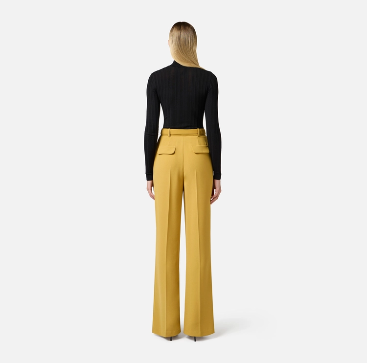 Elisabetta Franchi pantalon de crepe ligero con cinturon - Imagen 7