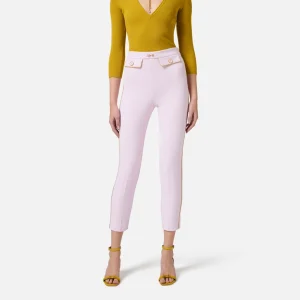 Elisabetta Franchi pantalon de crepe con cordoncillo y crochete joya