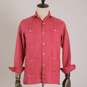 Guayabera lino tintado coral