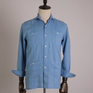 Guayabera lino tintado azul