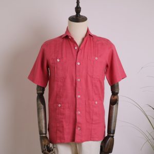 Guayabera manga corta coral