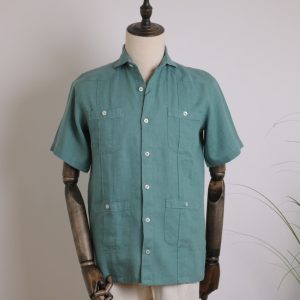 Guayabera manga corta verde