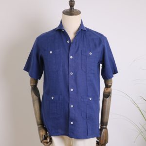 Guayabera manga corta azul marino