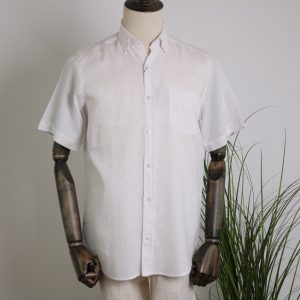 Camisa lino manga corta blanca