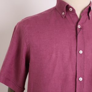 Camisa lino manga corta burgundy