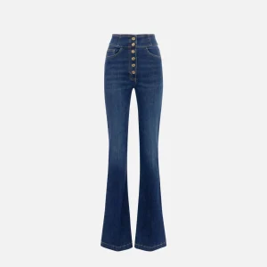 Elisabetta Franchi pantalon denim de tiro alto con botones