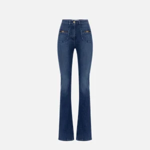 Elisabetta Franchi pantalon denim con logotipo joya