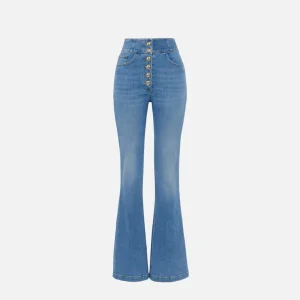 Elisabetta Franchi pantalon denim de talle alto con botones con logotipo