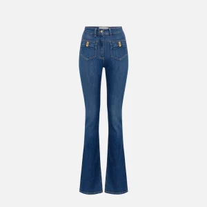 Elisabetta Franchi pantalon denim con bolsillos pequeños y detalle de lazo