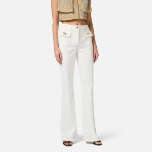 Elisabetta Franchi pantalon de algodon con lazos joya