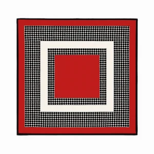 Pañuelo de seda 52×52 cm lunares blanco negro y rojo