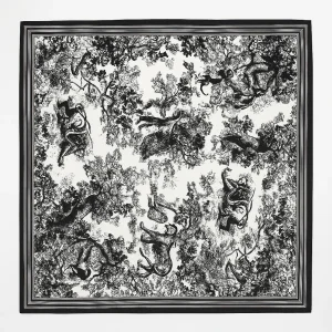 Pañuelo de seda 52×52 cm negro y blanco