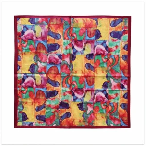 Pañuelo de seda de cuello 52×52 cm colores rojo amarillo