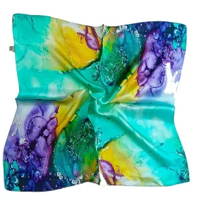 Pañuelo de cuello de seda Verde y morado