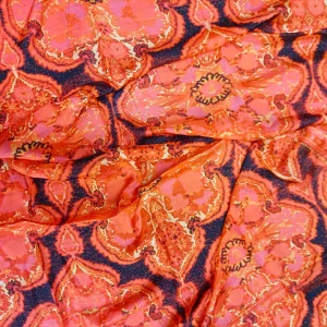 Pañuelo de seda fular medallones coral