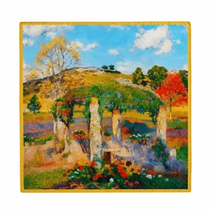 Pañuelo de seda natural estampado Obras de arte, de 52×52 cm