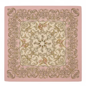 Pañuelo de semiseda 70×70 cm cm rosa y beige