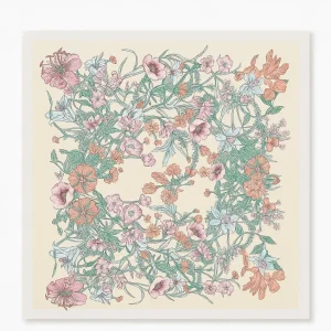 Pañuelo de semi seda 70×70 cm Flores amarillo