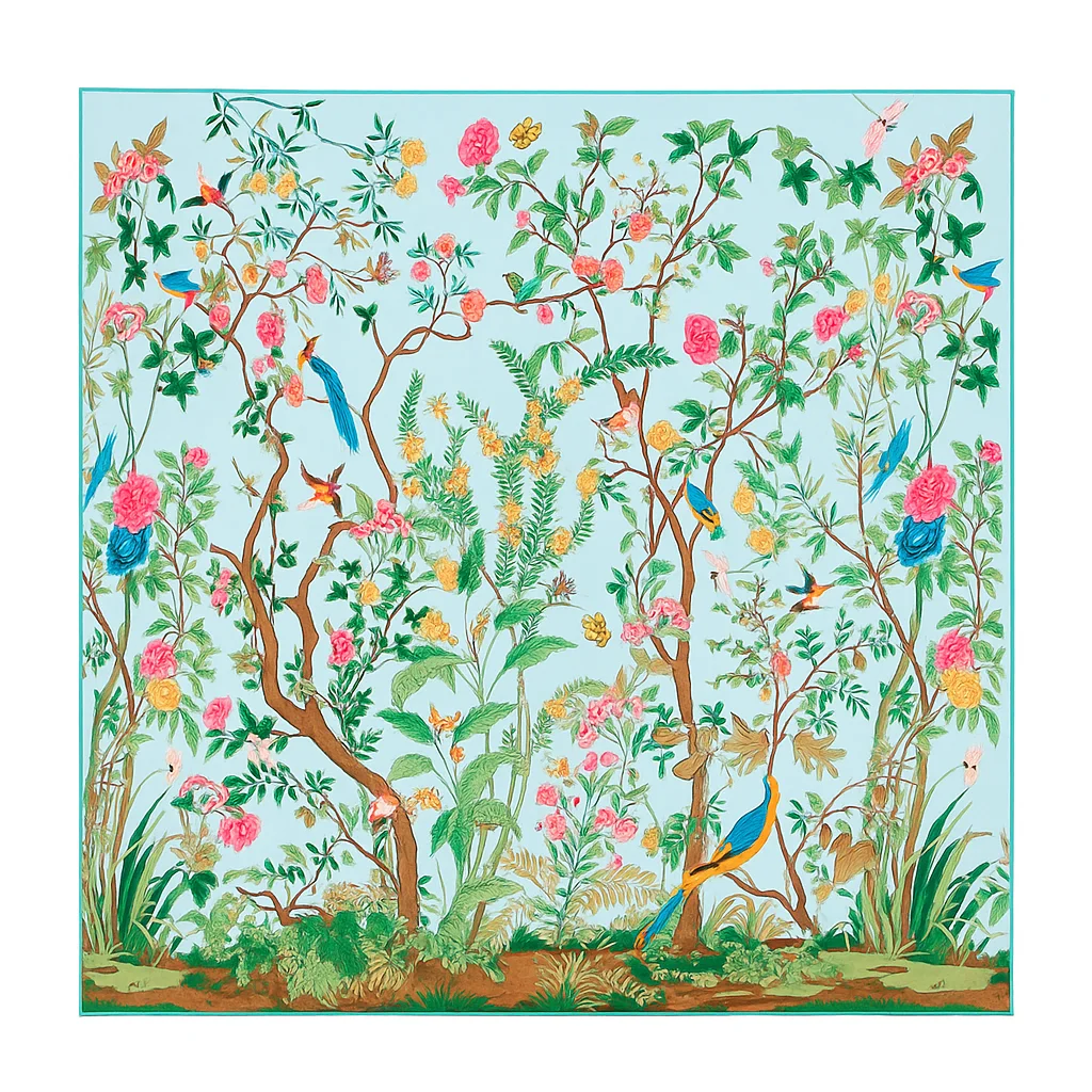 Kimono corto de semiseda verde y azul los lirios de Van gogh - Imagen 6
