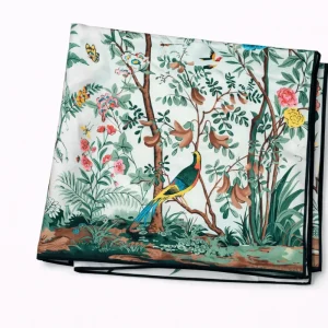Pañuelo de semi seda 90×90 cm Beige estampado