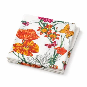 Pañuelo de semi seda grande 130×130 cm blanco con flores