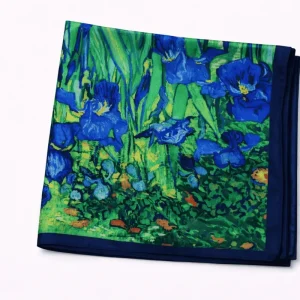 Pañuelo de semi seda 90×90 cm Los lirios de van Gogh