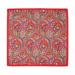 Pañuelos de semiseda rojo con cachemires 70×70 cm