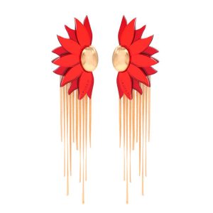 Lausett pendientes Girasol rojo cadenas
