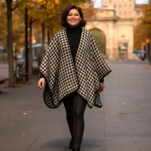 Poncho o capa de mujer Pata de gallo