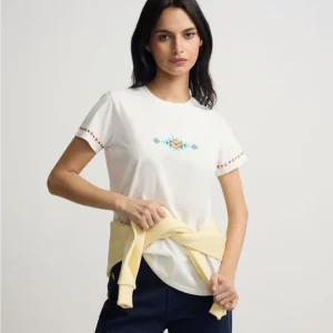Silbon camiseta woman bordados ikat blanca