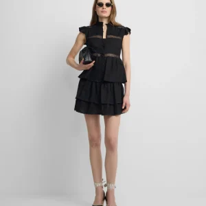 Silbon falda midi lino negra