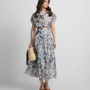 Silbon falda estampado flores azul