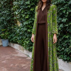 Matlde Cano abrigo gasa terciopelo verde
