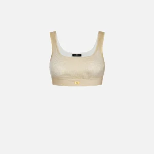 Elisabetta Franchi top cropped de viscosa laiminada