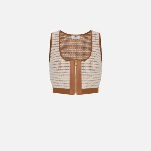Elisabetta Franchi top de chenilla con punto gofre