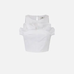 Elisabetta Franchi top de algodon elastico con volante