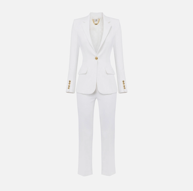 Elisabetta Franchi traje de crepe de cierre simple - Imagen 3