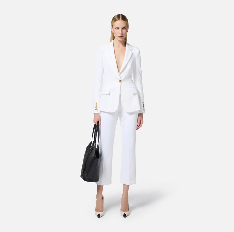 Elisabetta Franchi traje de crepe de cierre simple - Imagen 4