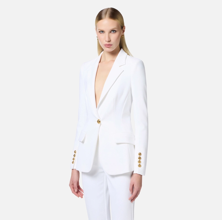 Elisabetta Franchi traje de crepe de cierre simple - Imagen 5
