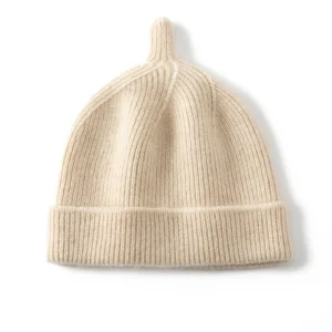 Gorro de cachemira acanalado para bebé con nudo superior Gorros de cachemira para niños