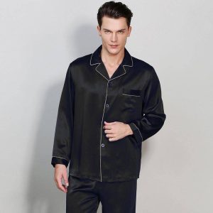 Pajama de seda de mulberry de lujo de lujo para hombres