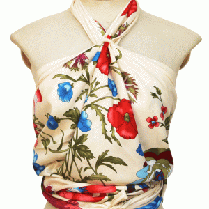 Top de pañuelos de semi seda Beige